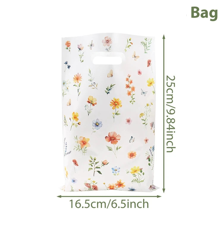 10/25/50pcs Wildflower Themed Handbag Candy Bags Spring Birthday Party Gift Packing Bag Birthday Baby Shower Girl Party Supplies