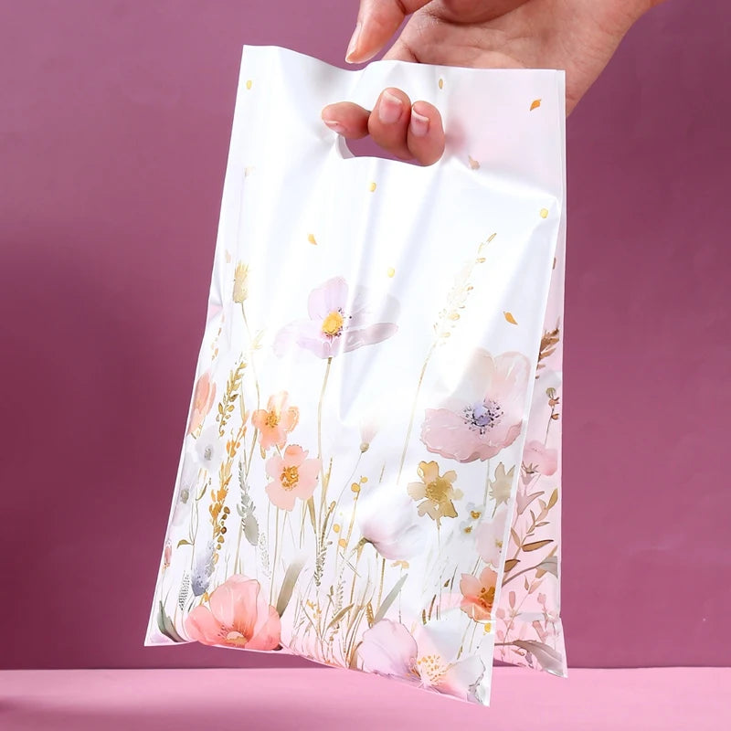 10/25/50pcs Wildflower Themed Handbag Candy Bags Spring Birthday Party Gift Packing Bag Birthday Baby Shower Girl Party Supplies