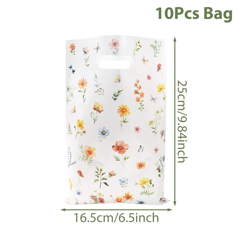 10/25/50pcs Wildflower Themed Handbag Candy Bags Spring Birthday Party Gift Packing Bag Birthday Baby Shower Girl Party Supplies