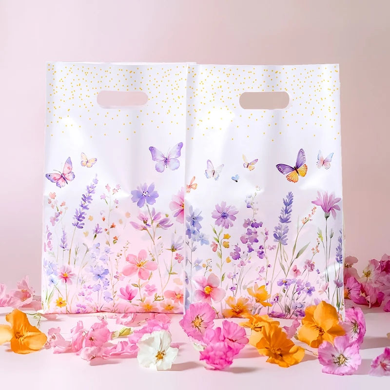 10/25/50pcs Wildflower Themed Handbag Candy Bags Spring Birthday Party Gift Packing Bag Birthday Baby Shower Girl Party Supplies