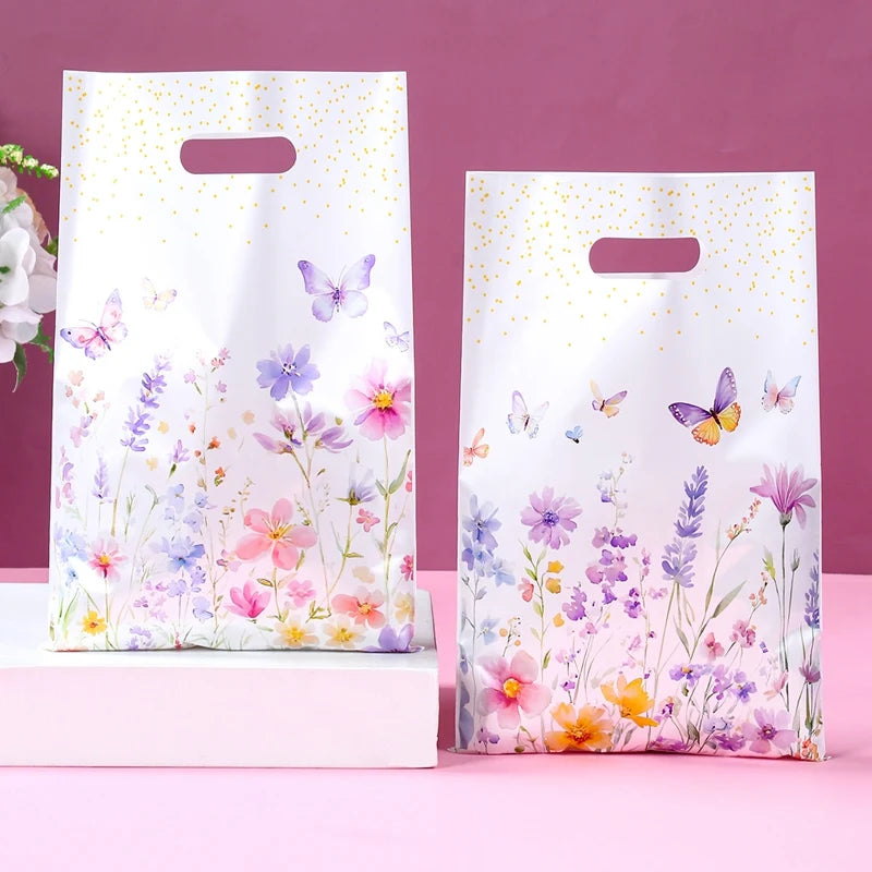 10/25/50pcs Wildflower Themed Handbag Candy Bags Spring Birthday Party Gift Packing Bag Birthday Baby Shower Girl Party Supplies