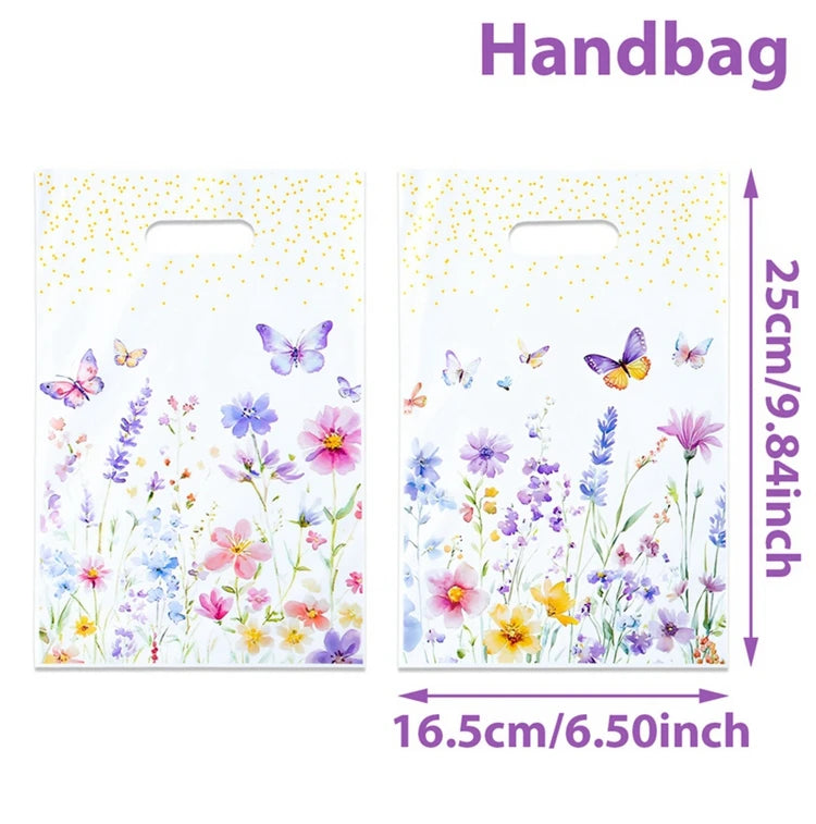10/25/50pcs Wildflower Themed Handbag Candy Bags Spring Birthday Party Gift Packing Bag Birthday Baby Shower Girl Party Supplies