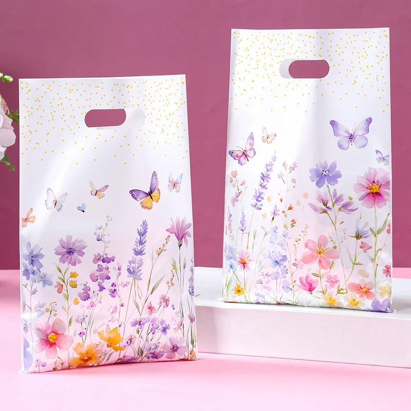 10/25/50pcs Wildflower Themed Handbag Candy Bags Spring Birthday Party Gift Packing Bag Birthday Baby Shower Girl Party Supplies
