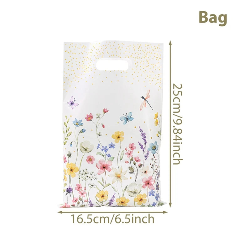 10/25/50pcs Wildflower Themed Handbag Candy Bags Spring Birthday Party Gift Packing Bag Birthday Baby Shower Girl Party Supplies