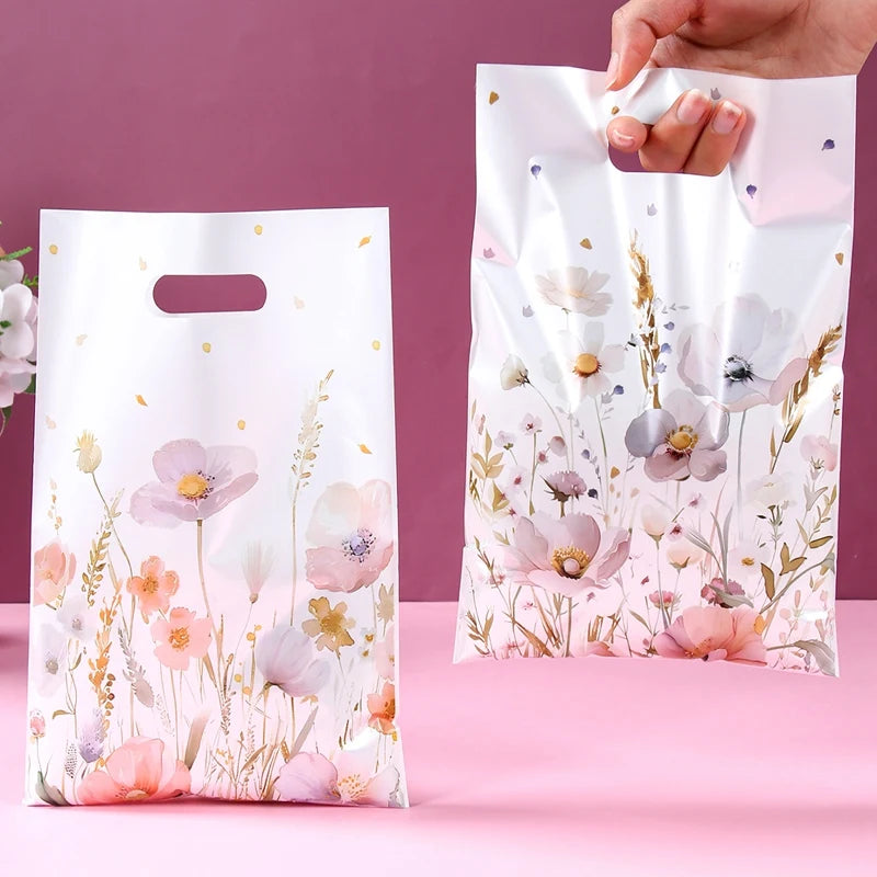 10/25/50pcs Wildflower Themed Handbag Candy Bags Spring Birthday Party Gift Packing Bag Birthday Baby Shower Girl Party Supplies
