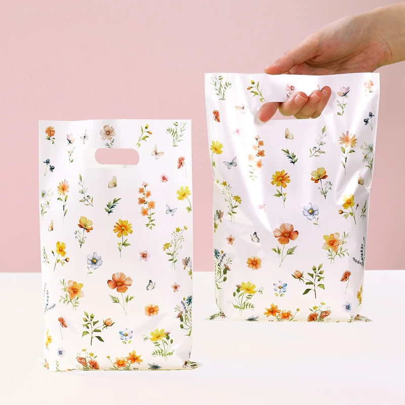 10/25/50pcs Wildflower Themed Handbag Candy Bags Spring Birthday Party Gift Packing Bag Birthday Baby Shower Girl Party Supplies