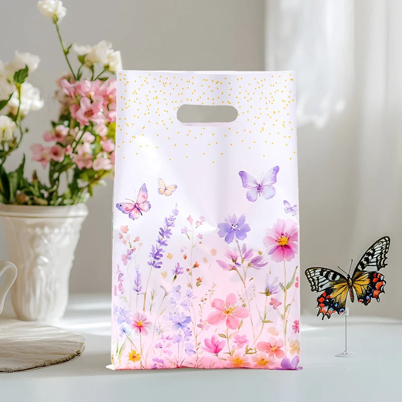 10/25/50pcs Wildflower Themed Handbag Candy Bags Spring Birthday Party Gift Packing Bag Birthday Baby Shower Girl Party Supplies