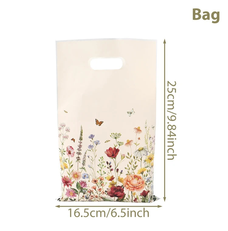 10/25/50pcs Wildflower Themed Handbag Candy Bags Spring Birthday Party Gift Packing Bag Birthday Baby Shower Girl Party Supplies