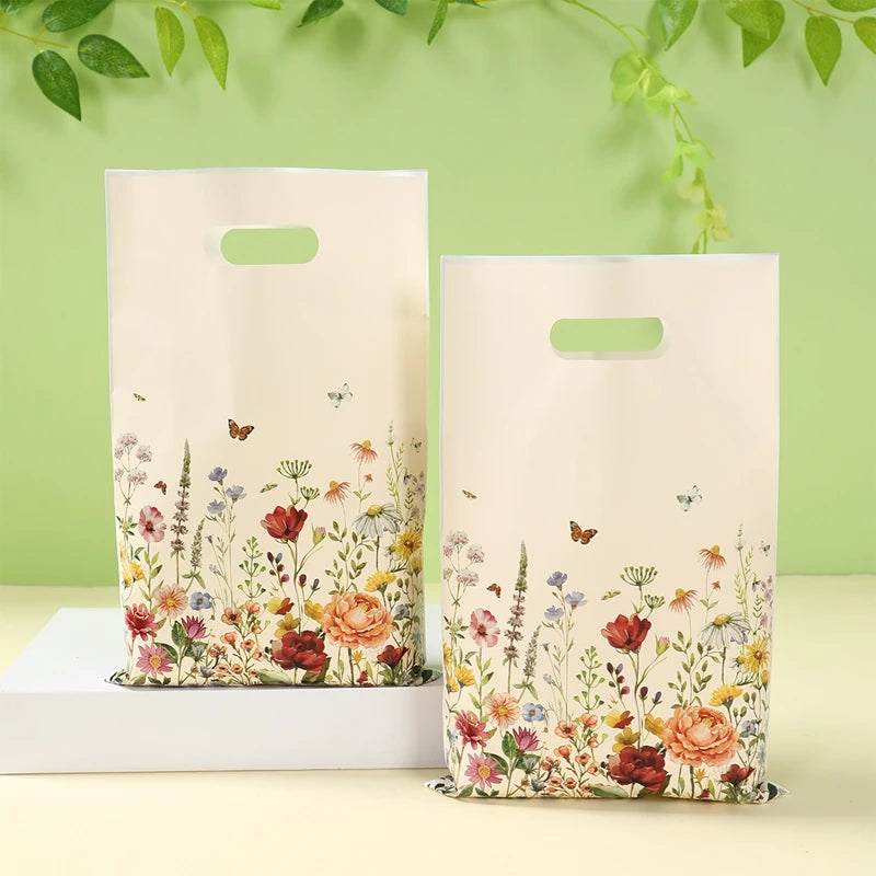 10/25/50pcs Wildflower Themed Handbag Candy Bags Spring Birthday Party Gift Packing Bag Birthday Baby Shower Girl Party Supplies