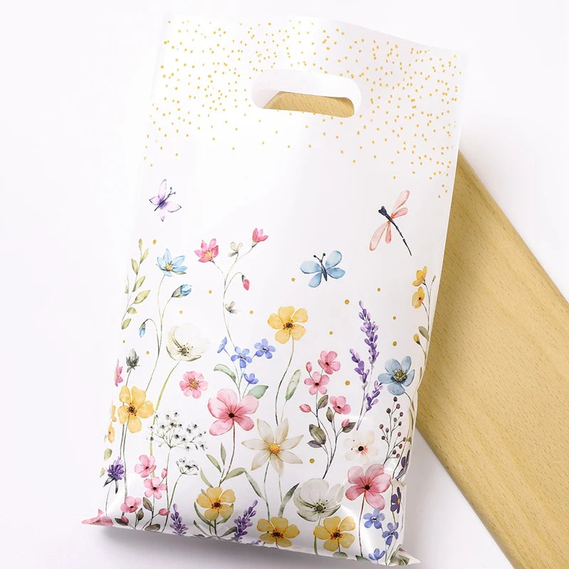 10/25/50pcs Wildflower Themed Handbag Candy Bags Spring Birthday Party Gift Packing Bag Birthday Baby Shower Girl Party Supplies