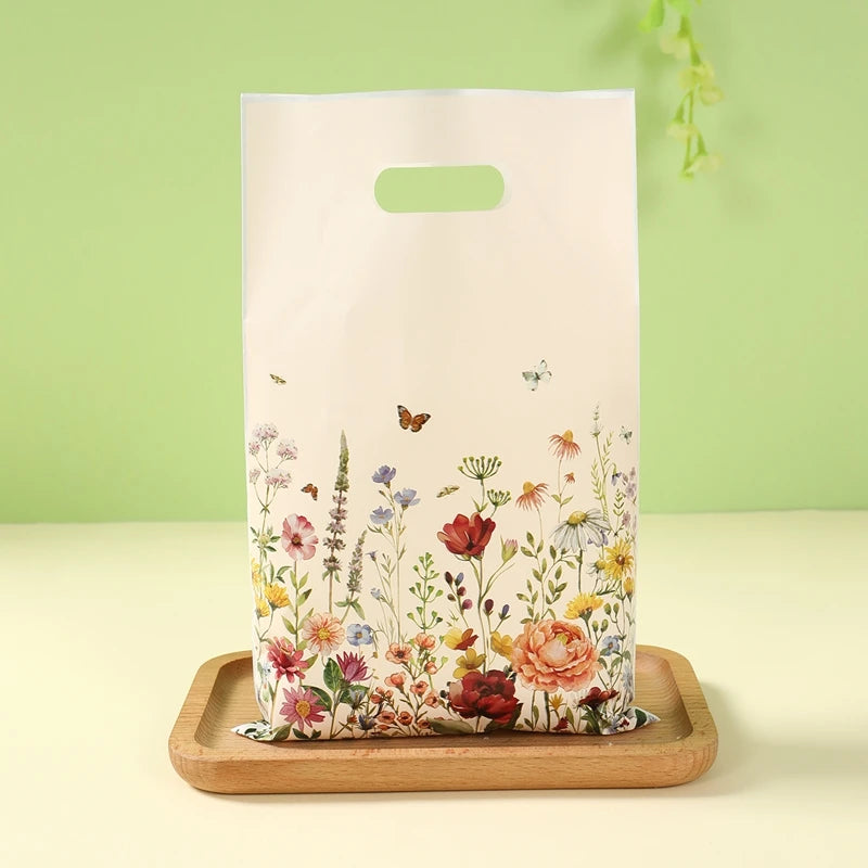 10/25/50pcs Wildflower Themed Handbag Candy Bags Spring Birthday Party Gift Packing Bag Birthday Baby Shower Girl Party Supplies